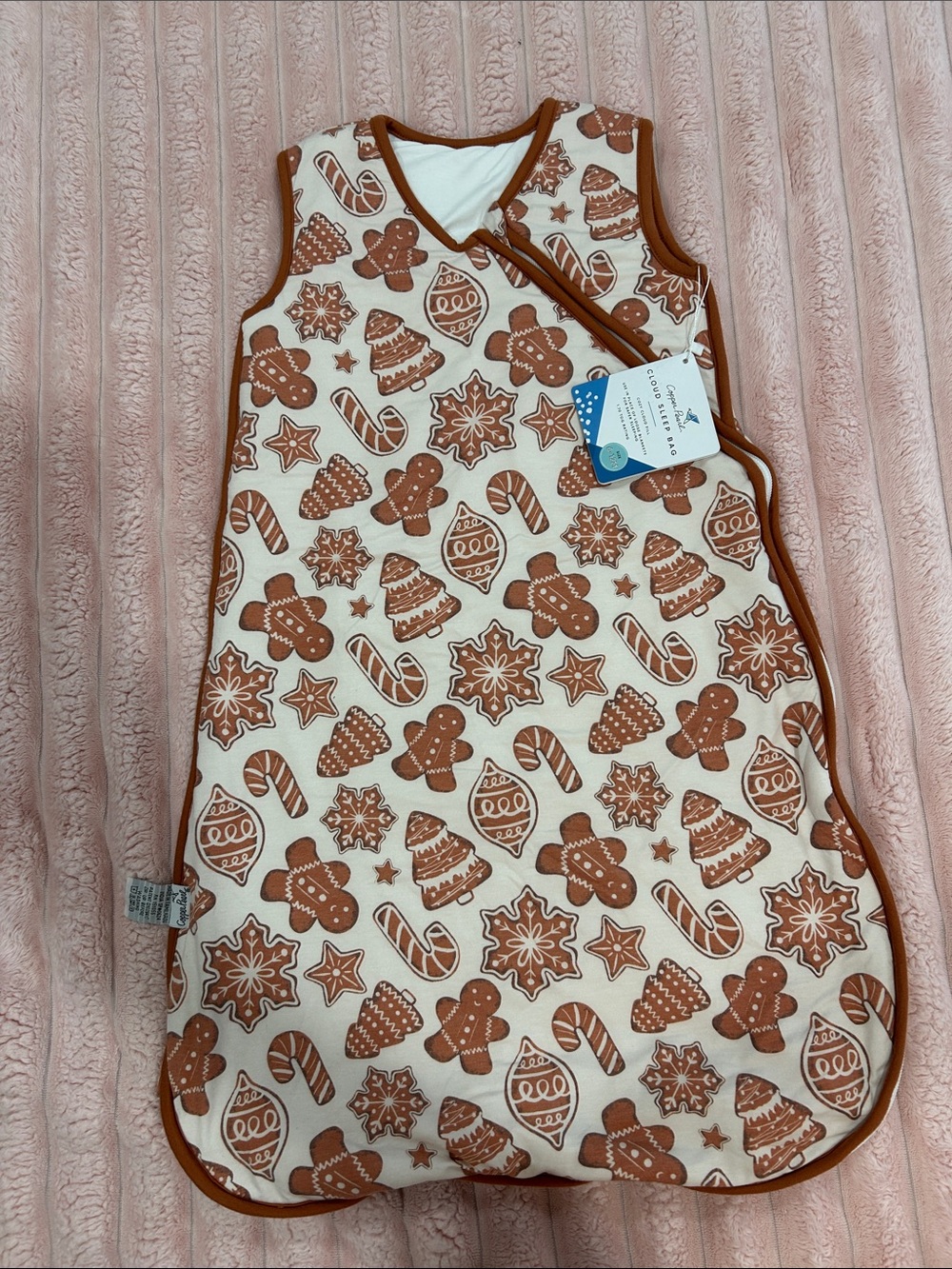 Copper Pearl Sleep Sack in Brown Gingerbread Print